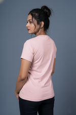 light pink printed t shirt for women everyday wear
