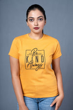 Outlaws women printed t shirt mustard be kind always graphic casual wear