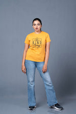 womens graphic tee mustard comfortable fit design