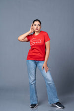 womens graphic tee red comfortable fit design