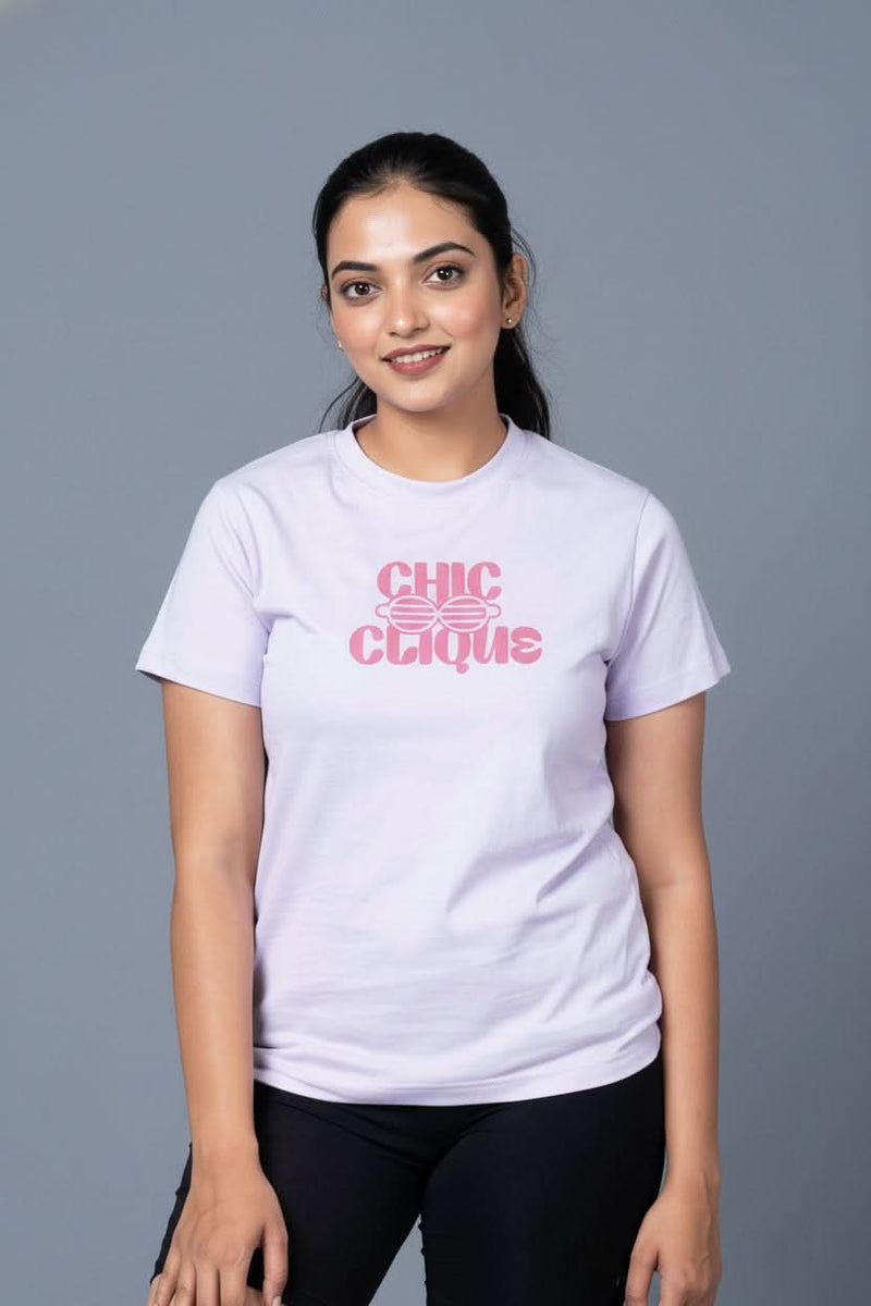 Outlaws women printed t shirt lavender chic clique graphic casual wear