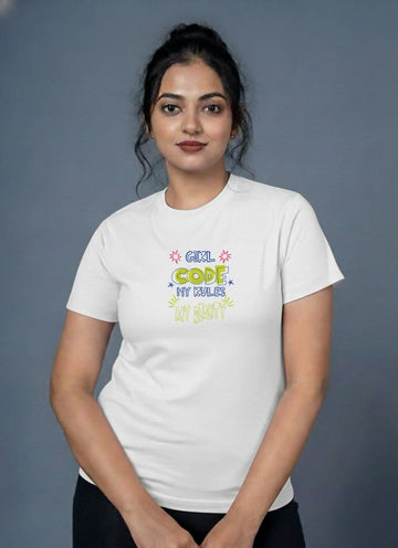 Outlaws women printed t shirt white girl code my rules graphic