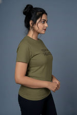 womens graphic tee olive comfortable fit design