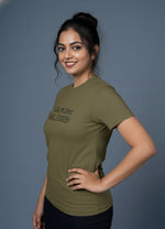 olive printed t shirt for women everyday wear