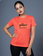 coral printed t shirt for women everyday wear