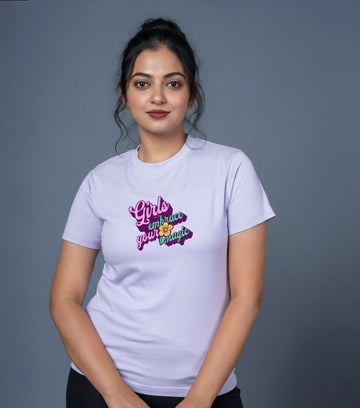 Outlaws women printed t shirt lavender girls embrace your magic graphic