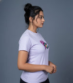 printed t shirt women lavender positive casual style