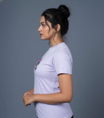 womens graphic tee lavender comfortable fit design