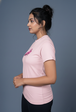 printed t shirt women light pink positive casual style
