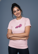 women stylish t shirt light pink good energy graphic design