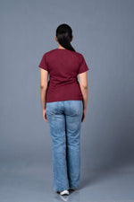 women graphic t shirt maroon stylish everyday look
