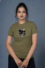 Outlaws women printed t shirt olive graphic casual wear