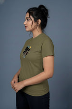 printed t shirt women olive trendy casual style