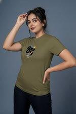 olive printed t shirt for women everyday wear