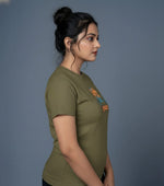 printed t shirt women olive fitness casual style