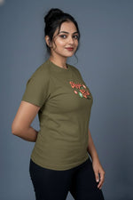 olive printed t shirt for women everyday wear