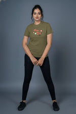 casual printed t shirt women olive trendy outfit