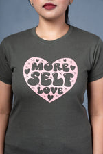 printed t shirt women olive heart graphic casual style