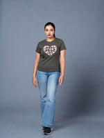 womens graphic tee olive comfortable fit design