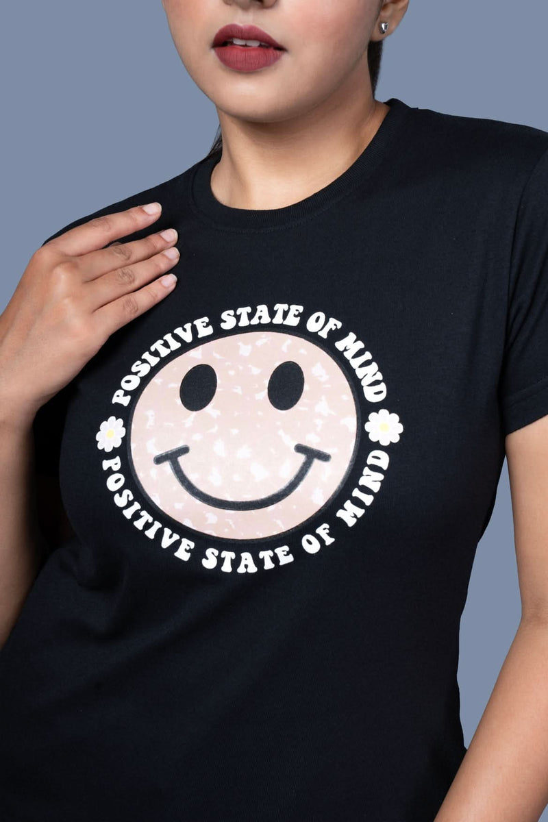 women smiley graphic t shirt black casual streetwear style