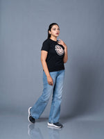 printed t shirt women black positive slogan design