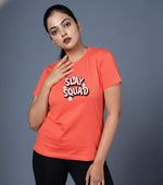 Outlaws women printed t shirt coral slay squad graphic casual wear