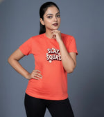 coral printed t shirt for women everyday streetwear look