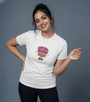 Outlaws Women Printed T Shirt - Unbothered Vibes On Graphic White Casual Wear