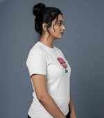womens graphic tee white comfortable fit design