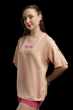 Outlaws Women Sarcasm Graphic Oversized T-Shirt | Peach Casual Printed Tee for Women