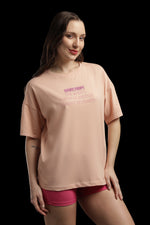 Outlaws Women Sarcasm Graphic Oversized T-Shirt | Peach Casual Printed Tee for Women