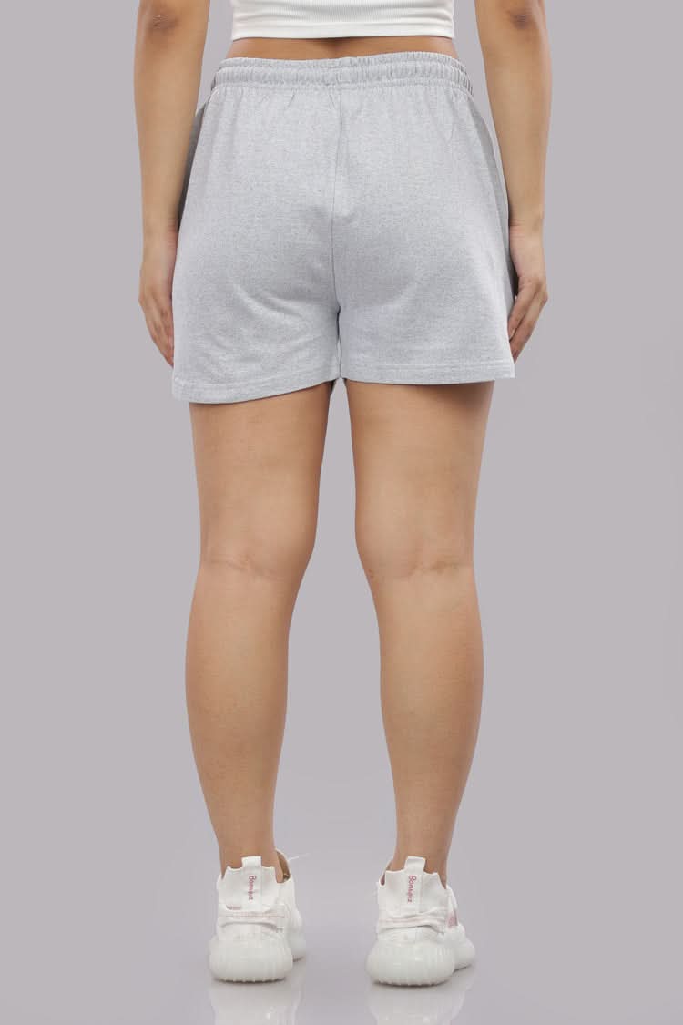 women grey shorts with drawstring comfortable fit