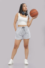 women gym shorts grey breathable fabric
