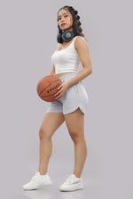 grey casual shorts for women with pockets