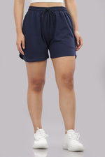 Outlaws women navy blue cotton shorts athleisure casual wear