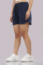 womens athleisure shorts navy relaxed fit design