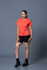 womens basic t shirt coral premium minimal look