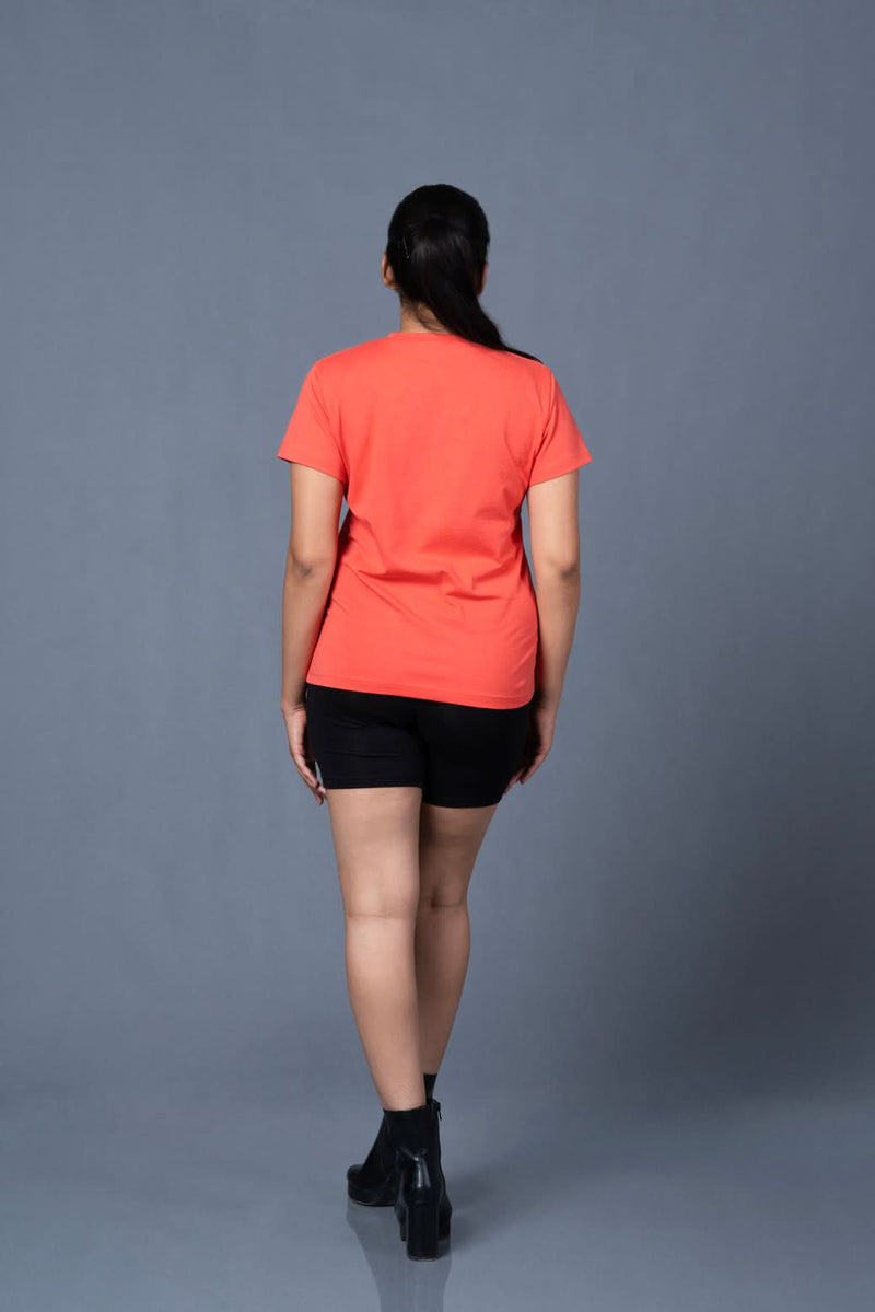 women plain t shirt coral smooth comfortable everyday style