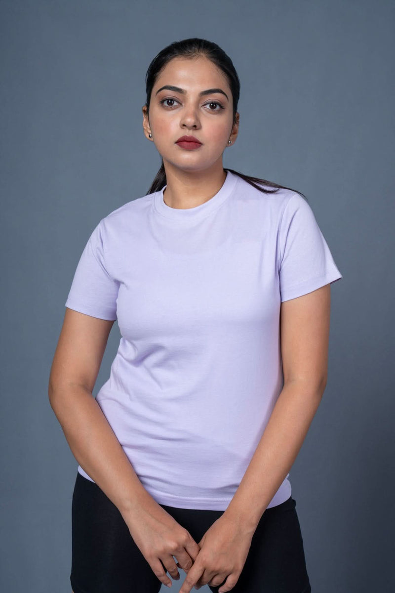 Outlaws women solid t shirt lavender classic minimal casual wear
