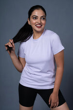 solid t shirt women lavender classic fit minimal design