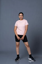 solid t shirt women light pink classic fit minimal design