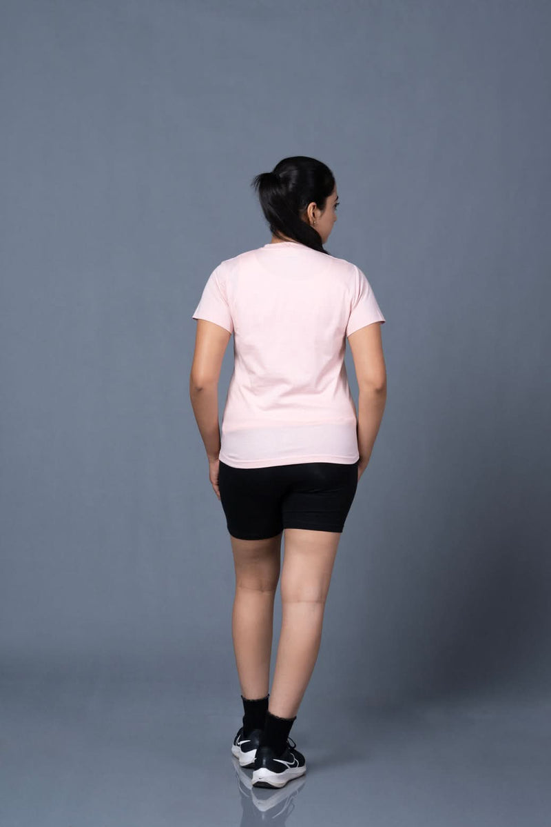 women plain t shirt light pink smooth comfortable everyday style