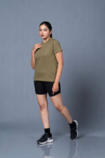 solid t shirt women olive classic fit minimal design