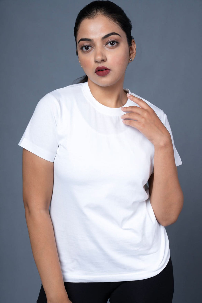 Outlaws women solid t shirt white classic minimal casual wear