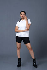 solid t shirt women white classic fit minimal design