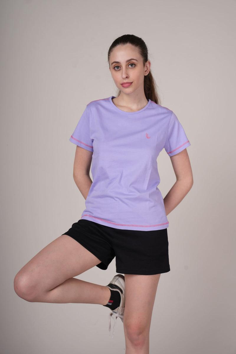Outlaws women solid t shirt lavender minimal casual wear