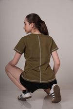 solid t shirt women olive relaxed fit
