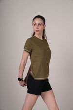 womens basic t shirt olive minimal design