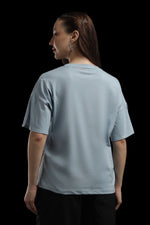 Outlaws Women Take It Easy Graphic Oversized T-Shirt | Sky Blue Casual Printed Tee for Women