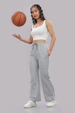 Outlaws Fashion grey women’s track pants with elastic waistband
